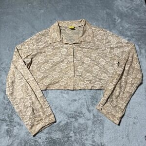 VTG Y2K DAISY Lace Floral Longsleeve Cropped Button Shirt Size 1X Cottage Whimsy